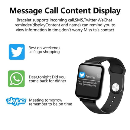 Daily Companion Smart Watch for Health and Activity Tracking showing message, call and app notifications on screen (Twitter, WhatsApp, Skype)