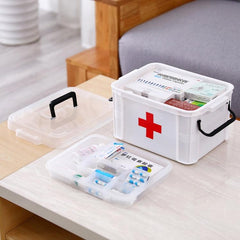 Boîte médicale familiale Boîte de rangement de médicaments d'urgence médicale multicouche Boîte à médicaments en plastique domestique