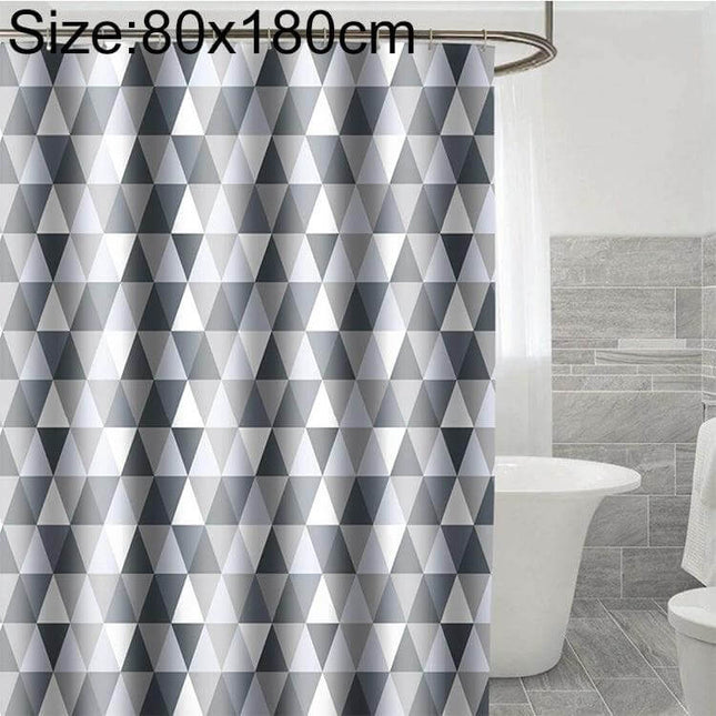 Bathroom Shower Curtain, Waterproof Polyester, Moldproof, 180x200 cm - geometric gray triangle pattern in modern bathroom, waterproof mold-resistant fabric