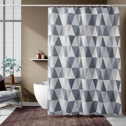 Bathroom Shower Curtain, Waterproof Polyester, Moldproof, 180x200 cm in gray geometric pattern for modern family bathroom