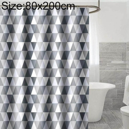 Bathroom Shower Curtain, Waterproof Polyester, Moldproof, 180x200 cm - Grey geometric waterproof polyester curtain in modern bathroom
