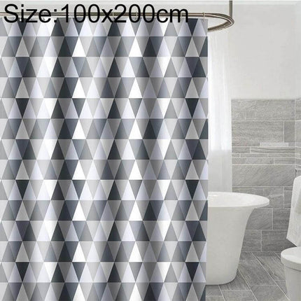 Bathroom Shower Curtain, Waterproof Polyester, Moldproof, 180x200 cm - Gray geometric triangle pattern in modern bathroom