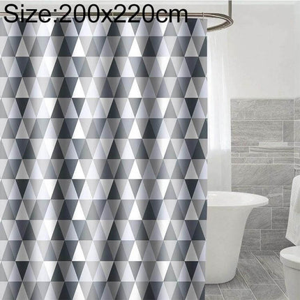 Alt Tag: Bathroom Shower Curtain, Waterproof Polyester, Moldproof, 180x200 cm - Geometric gray triangle design in modern bathroom