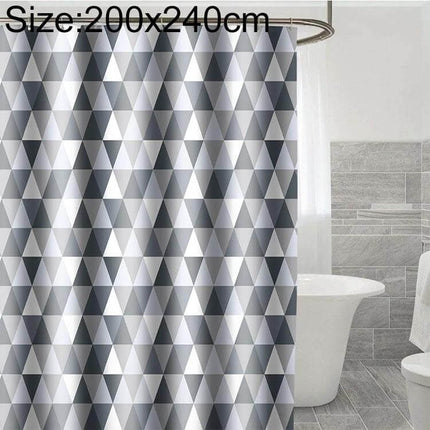 Alt Tag: Bathroom Shower Curtain, Waterproof Polyester, Moldproof, 180x200 cm geometric gray triangle pattern in modern bathroom