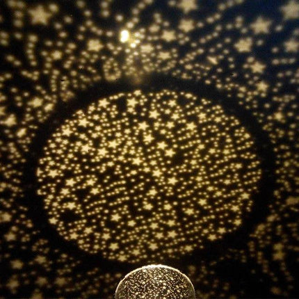 Starry Sky LED Night Light for Cozy Bedroom Evenings projecting warm golden star pattern on ceiling for relaxing bedtime ambiance