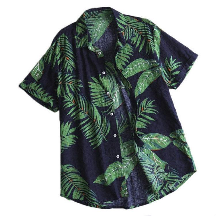 Men's Summer Vacation Printed Cotton Casual Shirt