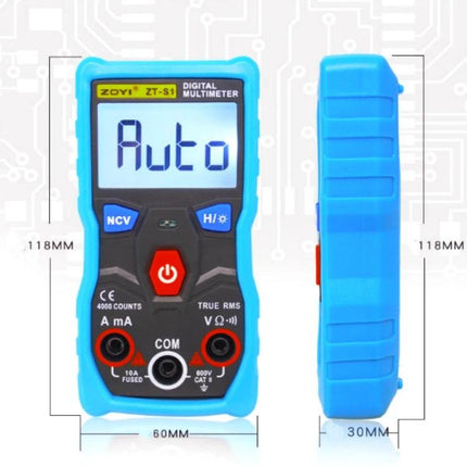 ZOYI Digital Multimeter with Automatic Functions for Daily Electrical Testing - compact blue handheld multimeter showing Auto mode