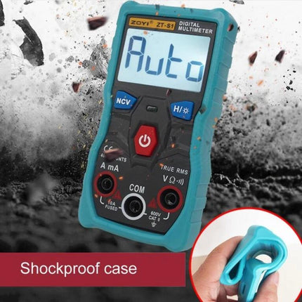 ZOYI Digital Multimeter with Automatic Functions for Daily Electrical Testing - handheld meter showing Auto mode and shockproof case