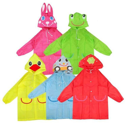 Waterproof Kids Rain Coat with Cute Animal Design for Outdoor Play - Colorful Kids Polyester Poncho Raincoats with Animal Hoods