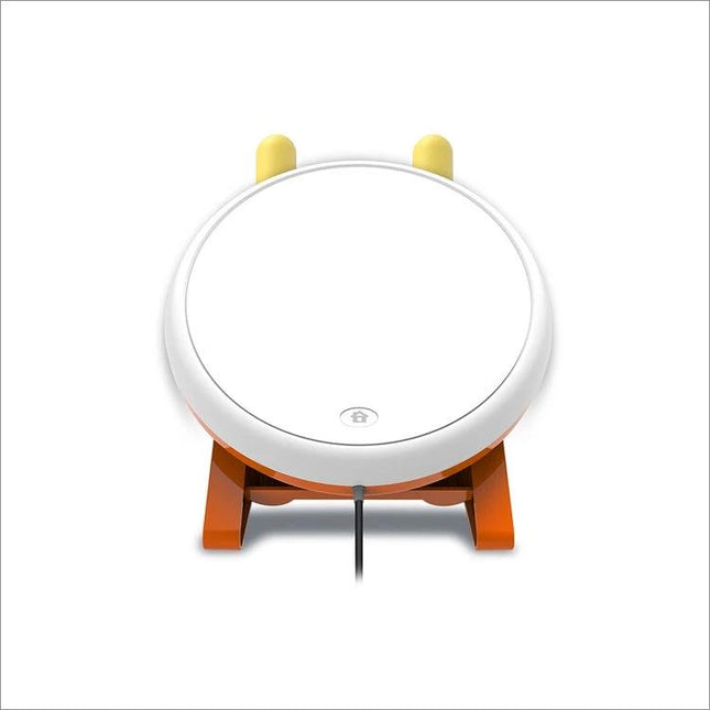 DOBE Taiko Drum for PS4 Home Gaming Activities USB-connected white drum with orange stand and yellow bachi for rhythm games