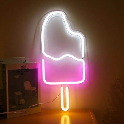 Led Neon Acrylic Back Panel Light Cactus Decoration Popsicle-shaped LED neon acrylic back panel light in pink and white for bedroom decor