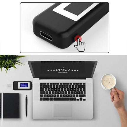 KEWEISI USB-C Voltage and Current Tester for Safe Charging Monitoring plugged into laptop showing voltage readout and charging session monitoring