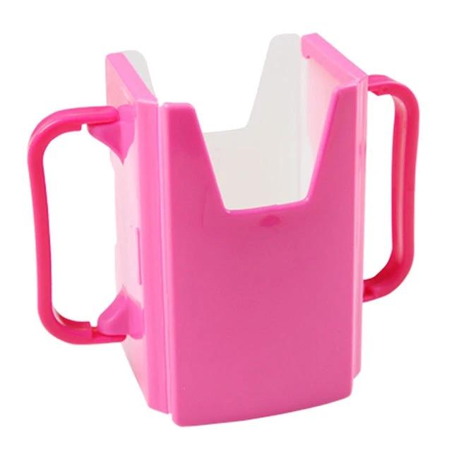 Baby Learning Cup With Retractable Handle For Everyday Use - pink collapsible toddler cup with foldable sides and dual handles for outings and lunches