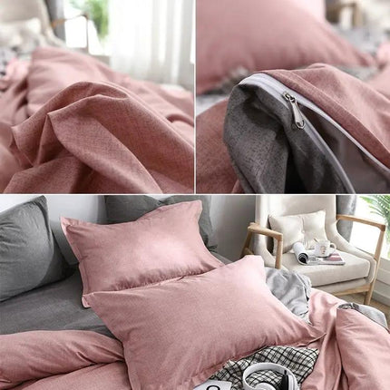 Bedding Set Solid Plaid Comforter Duvet Cover And Sheets Blue | Syndmart