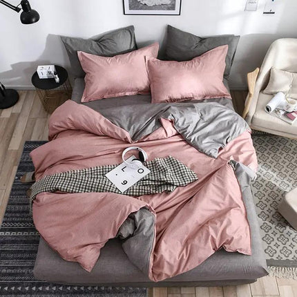Bedding Set Solid Plaid Comforter Duvet Cover And Sheets Blue | Syndmart