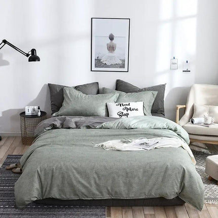 Bedding Set Solid Plaid Comforter Duvet Cover And Sheets Blue | Syndmart