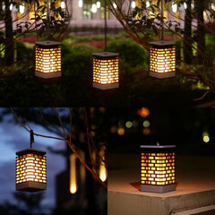 Solar-Powered LED Flame Effect Garden Lantern - Waterproof Outdoor Landscape Light