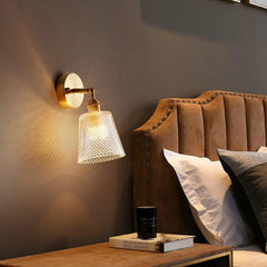 Elegant Copper and Crystal Wall Lamp for Living Room and Bedroom