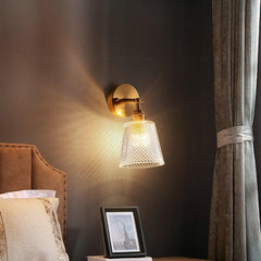 Elegant Copper and Crystal Wall Lamp for Living Room and Bedroom