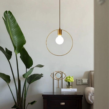 Simple Modern Copper Lamp for Everyday Home Lighting hanging over bedside table, Nordic minimalist copper shade brightening reading nook