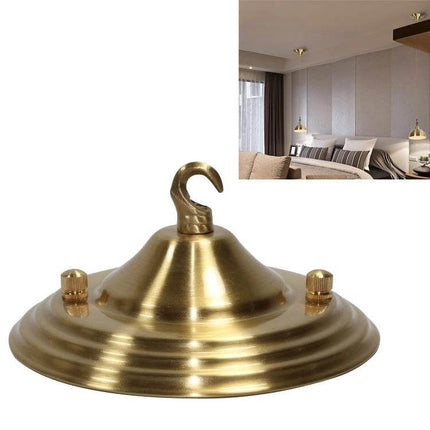 Copper Chandelier Wall Lamp With Ceiling Plate Base in brushed copper finish, compact ceiling plate with hook for indoor wall or bedroom ambient lighting