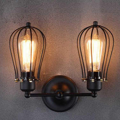 Vintage Inspired Double Head Grapefruit Wrought Iron LED Wall Sconce for Restaurants and Corridors