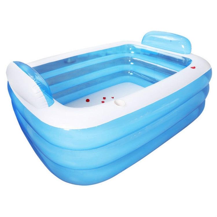 Inflatable Three-Layer Insulated Swimming Pool for Adults and Kids with Backrest Pillow