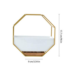 Elegant Octagonal Geometric Wall-Mounted Succulent Display with Bamboo Base and Iron Frame