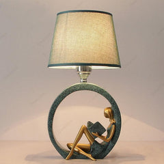 Elegant Modern Bedside Lamp with Statue Base for Home Decor