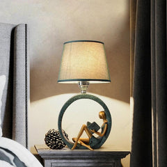 Elegant Modern Bedside Lamp with Statue Base for Home Decor