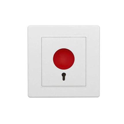 Manual Emergency Alarm Button for Safety Help Calls white wall-mounted panic button with red press surface and key reset