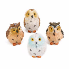 Set of 2 Creative Mini Owl Resin Ornaments for Whimsical Landscape Decor - Random Colors