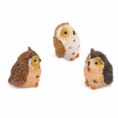 Set of 2 Creative Mini Owl Resin Ornaments for Whimsical Landscape Decor - Random Colors