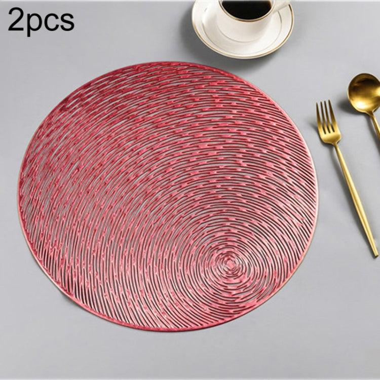 Set of 2 Stylish Eco-Friendly Round PVC Placemats for Dining and Entertaining Red