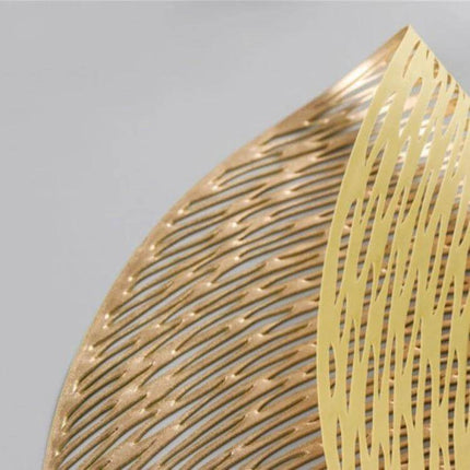 Set Of 2 Round PVC Placemats 38 Cm For Everyday Table Use - close-up of textured gold PVC round placemat, heat and stain resistant, easy wipe clean