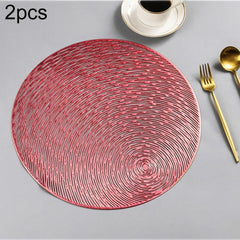 Set of 2 Stylish Eco-Friendly Round PVC Placemats for Dining and Entertaining Red