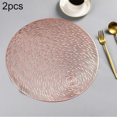 Set of 2 Stylish Eco-Friendly Round PVC Placemats for Dining and Entertaining Rose Gold