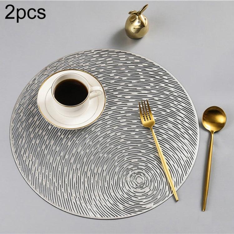 Set of 2 Stylish Eco-Friendly Round PVC Placemats for Dining and Entertaining Silver