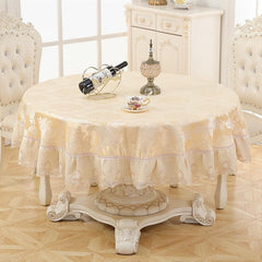 Elegant Disposable Round Table Covers for Home and Hospitality Flower Beige 180cm