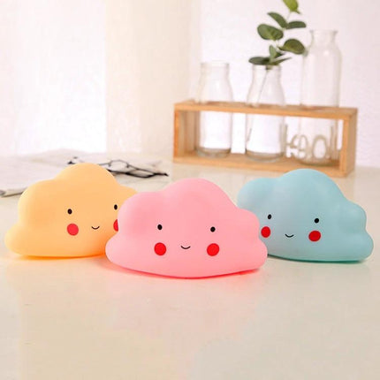 Colorful Cloud Night-Light for Kids' Bedside Routines - soft silicone cloud night light in pink, yellow, blue providing warm bedtime glow