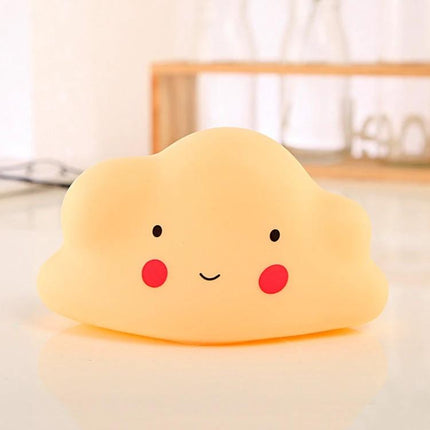 Colorful Cloud Night-Light for Kids' Bedside Routines - soft silicone smiling cloud night light with warm glow for bedtime