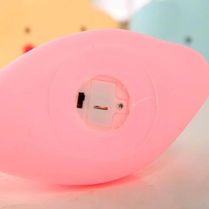 Colorful Cloud Night-Light for Kids' Bedside Routines soft silicone pink cloud showing battery compartment and gentle glow for bedtime