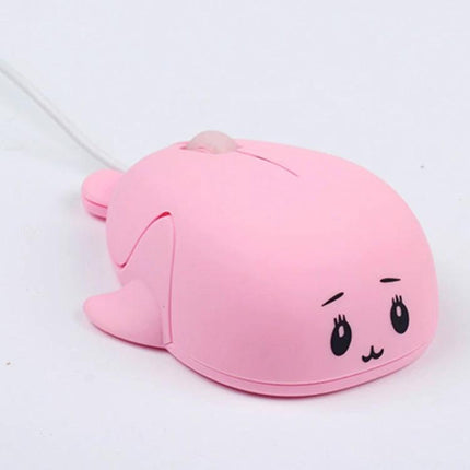 Cute Cartoon Wired Computer Mouse for Office and Home Use - pink kawaii animal-shaped wired mouse, compact 10x7x4cm, lightweight 70g