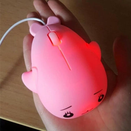 Cute Cartoon Wired Computer Mouse for Office and Home Use - pink LED cute cartoon wired USB mouse, compact 10x7x4cm, light 70g for desk use