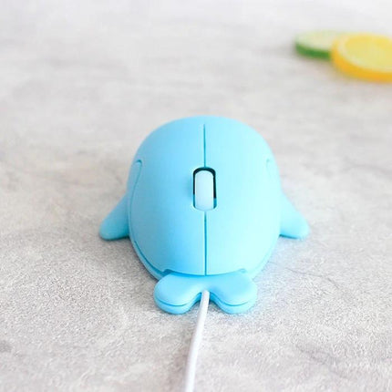 Cute Cartoon Wired Computer Mouse for Office and Home Use - compact blue cartoon wired mouse, 10x7x4cm, lightweight 70g, ideal for office and home