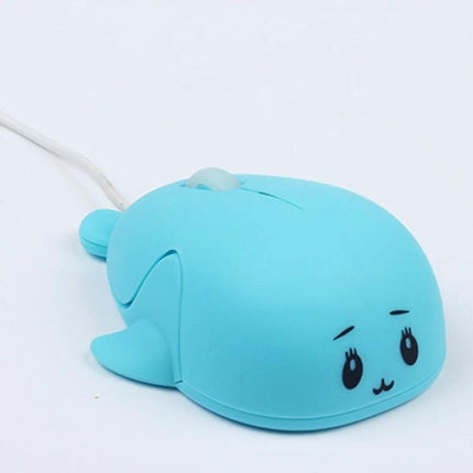 Cute Cartoon Wired Computer Mouse for Office and Home Use - compact blue whale design wired mouse, 10x7x4cm, lightweight 70g, ideal for office and home