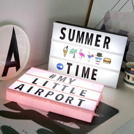 Handmade Alphabet Light Box for Home Decor and Nighttime Ambiance - summer time message and pink travel-themed display