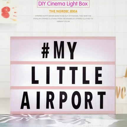 Handmade Alphabet Light Box for Home Decor and Nighttime Ambiance showing customized '# MY LITTLE AIRPORT' message