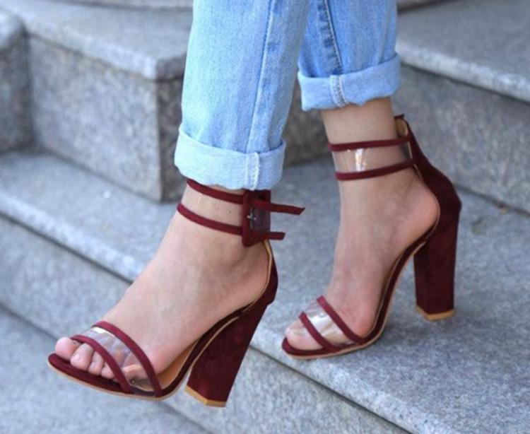 Serpentine Style Thick-Heeled High Heel Sandals