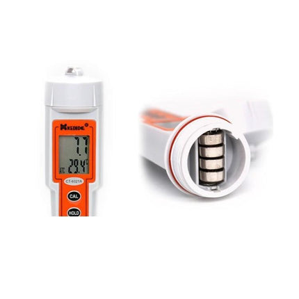 Kedida Portable Digital Multi-Function Water Quality Tester showing digital pH/conductivity display and battery compartment